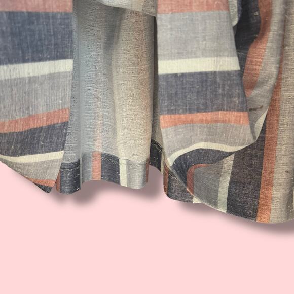 Vintage 70s Size Medium Pink Gray Stripe Day Dress Retro Rockabilly Fit & Flare - Picture 8 of 11